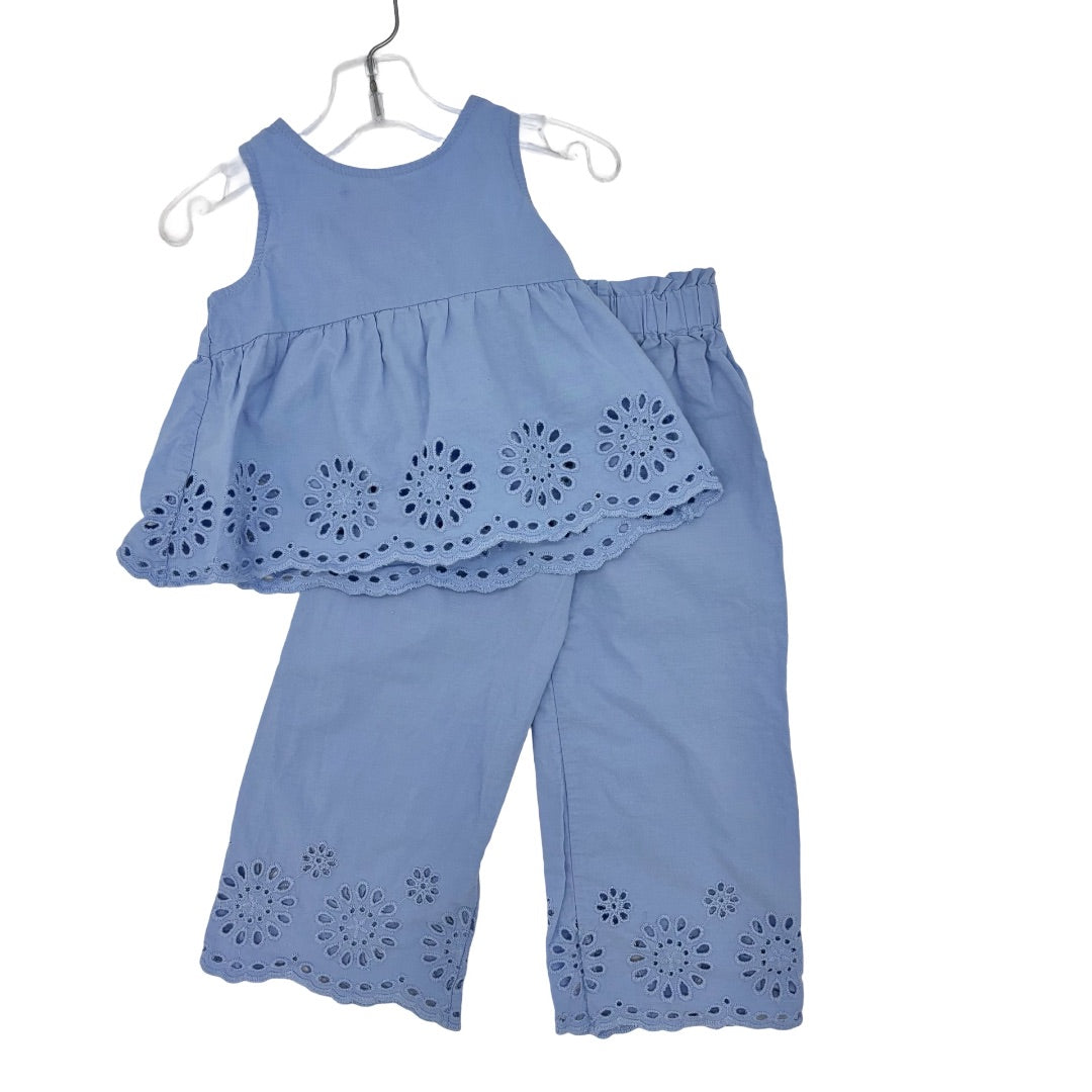 Zara Blue eyelet set, 3 Years