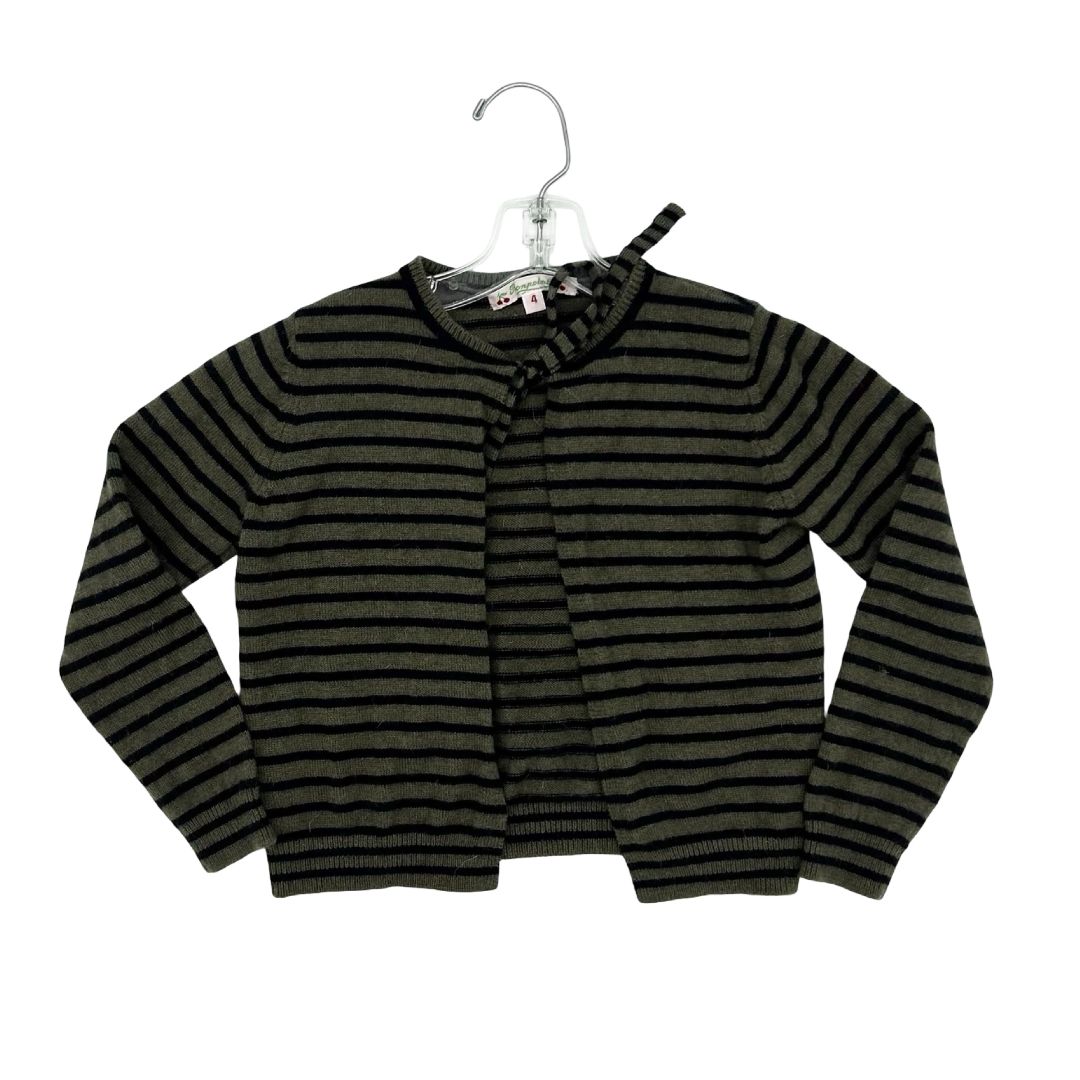 Bonpoint green/black stripped cardigan, 4 years