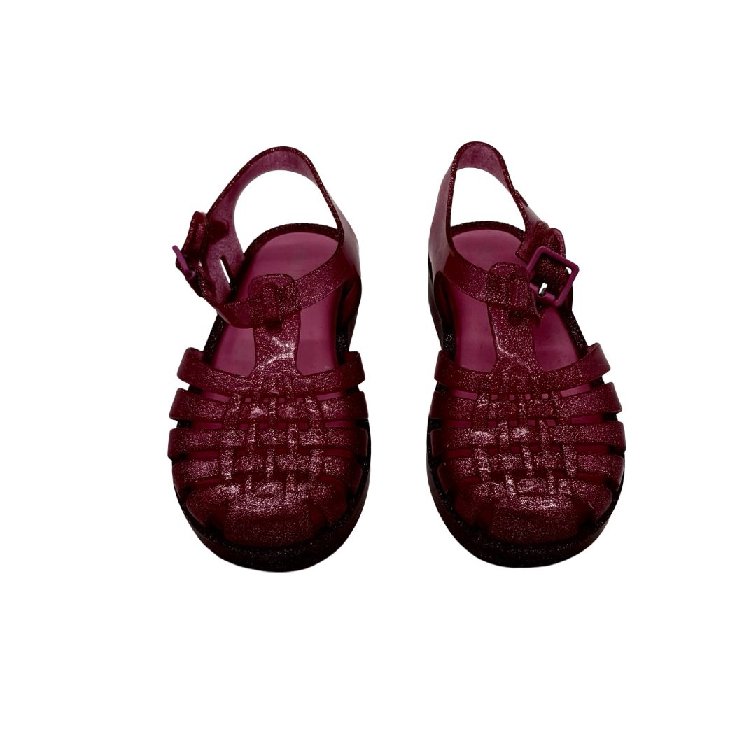 Mini Melissa pink glitter fisherman sandals, 9 little kid