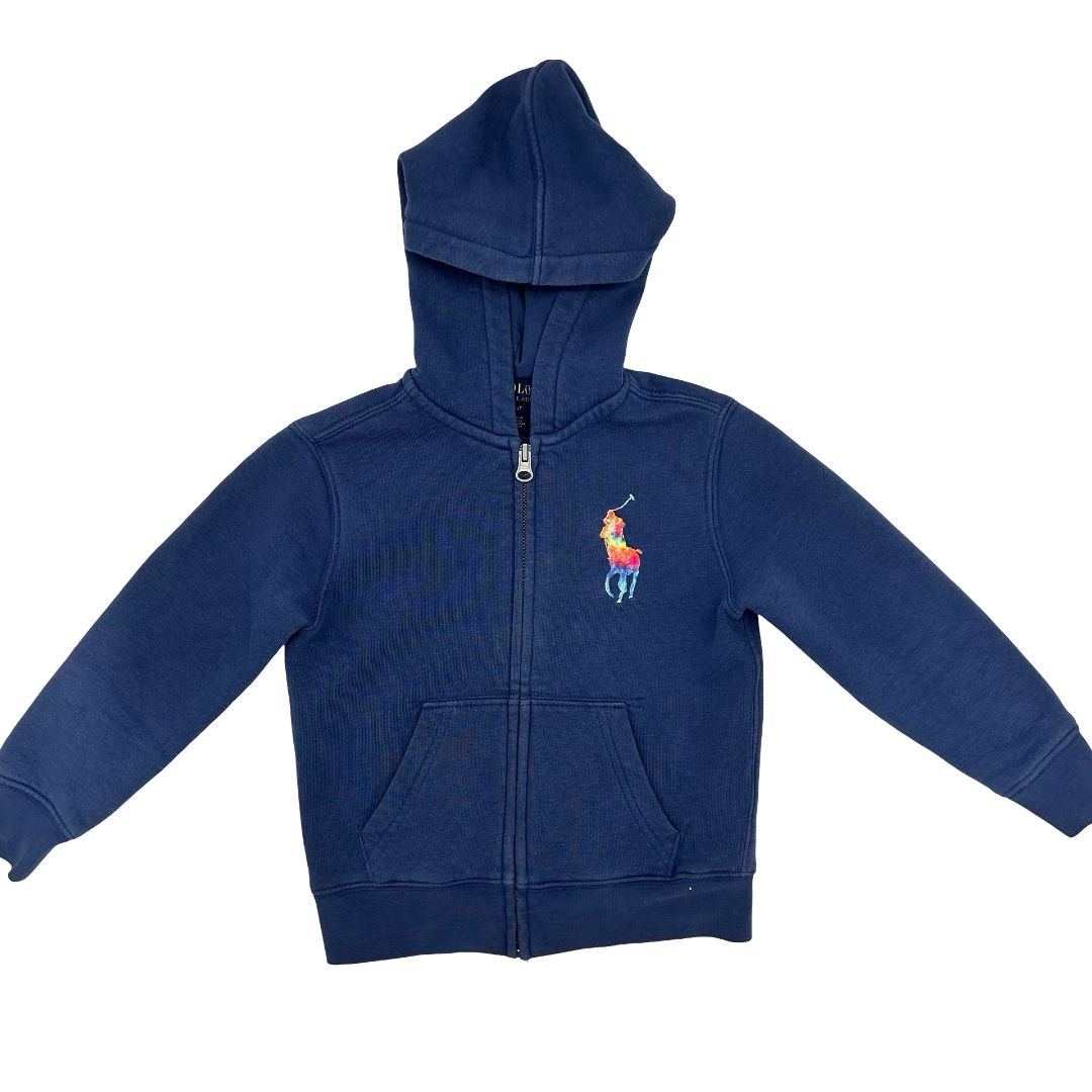 Ralph Lauren blue w/tie dye polo pony zip up, 4 years