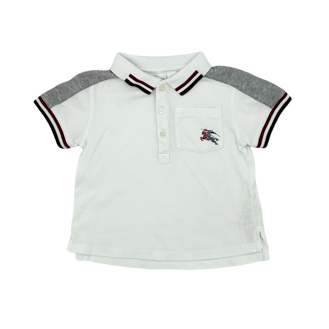 Burberry white/grey polo tshirt, 18 months