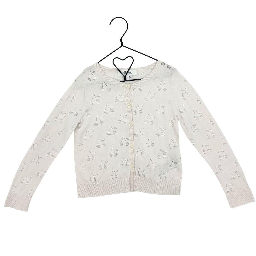 Bonpoint white cherry eyelet cardigan, 6 years