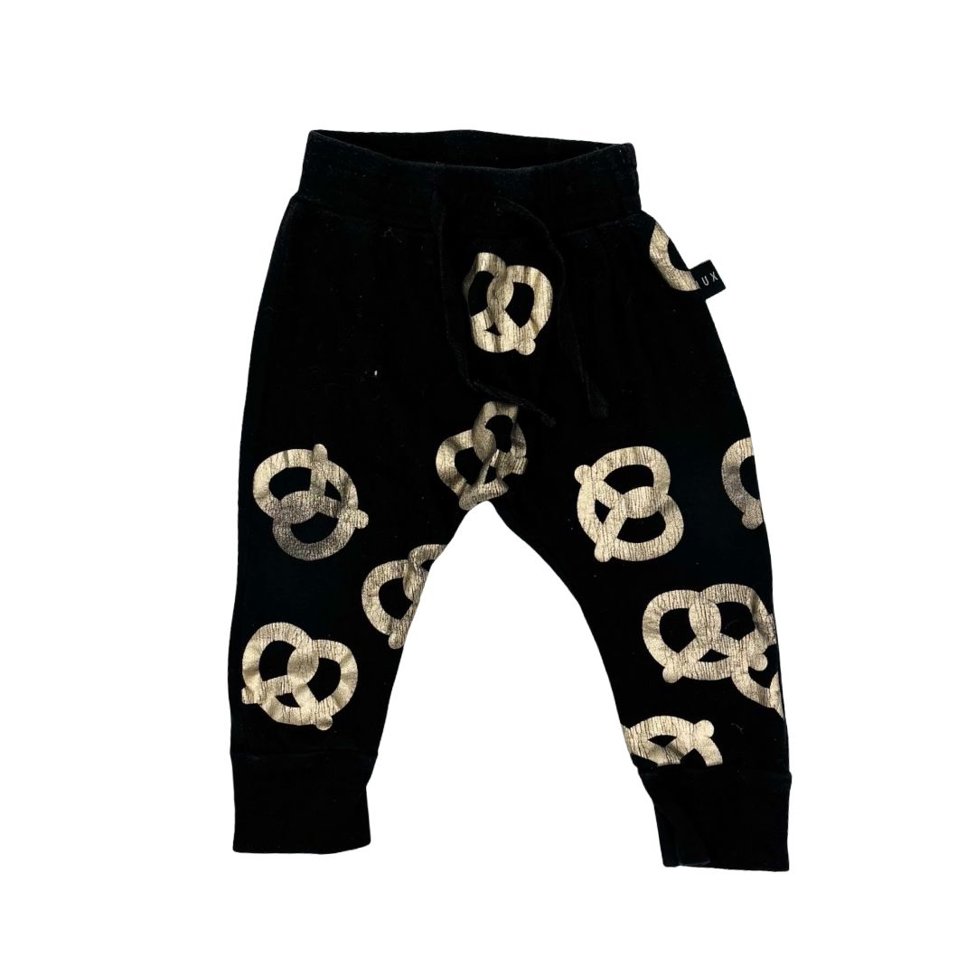 Hux black w/gold pretzel pants, 1 year