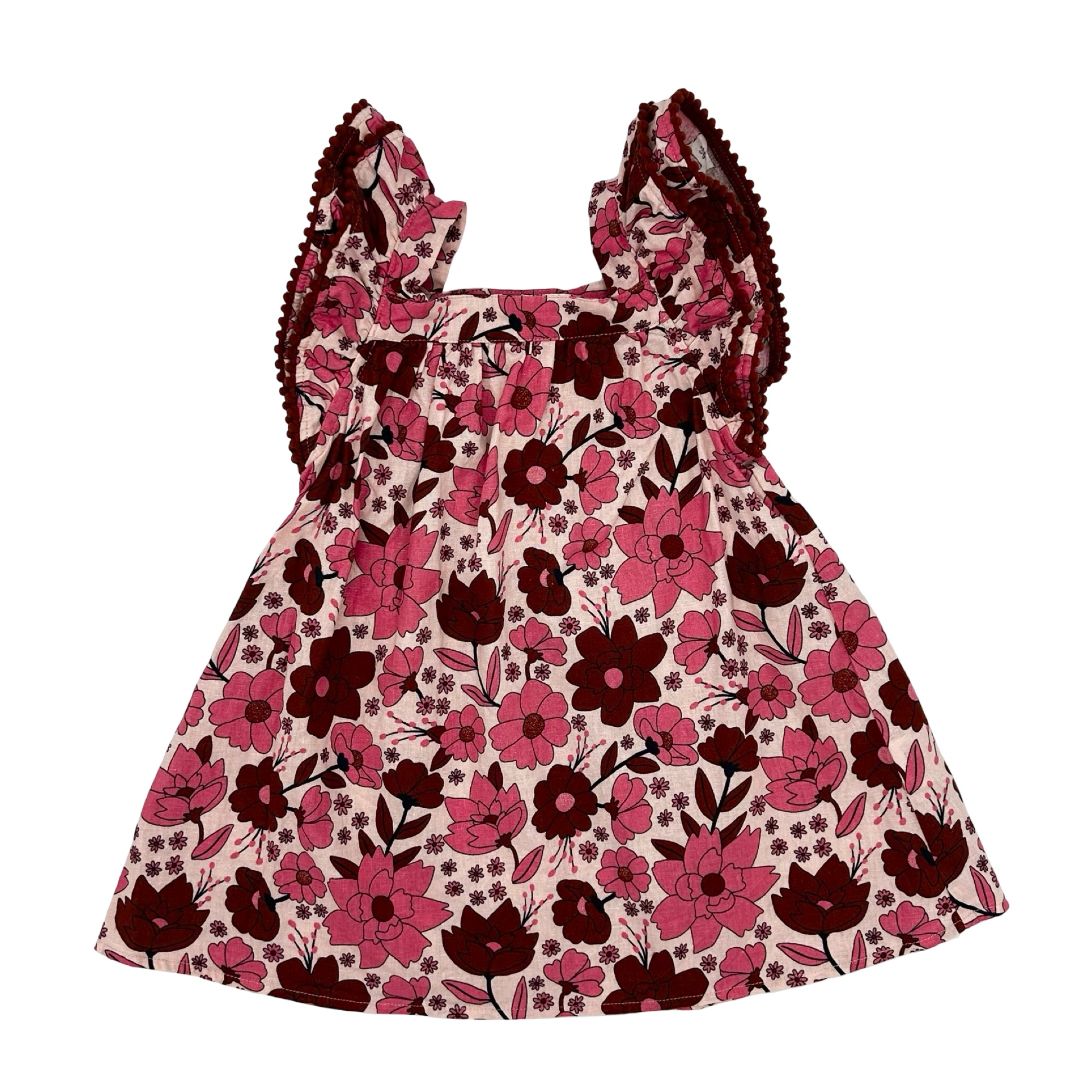 Seed pink/red floral dress, 3 years