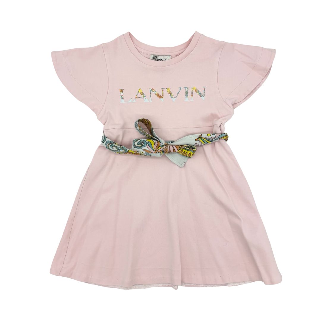 Lanvin pink cotton dress w/belt, 4 years