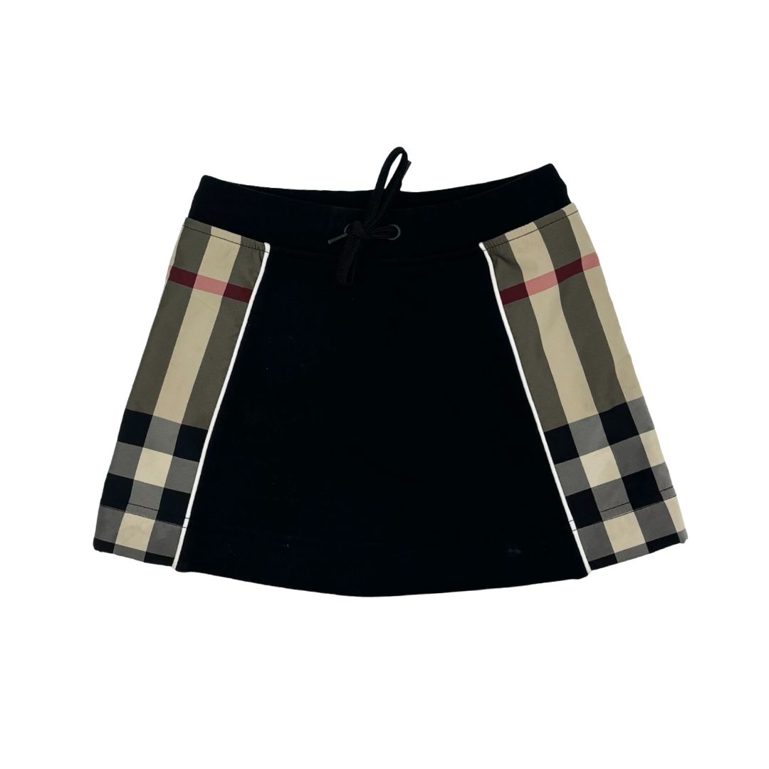 Burberry black cotton skirt w/check, 2 years