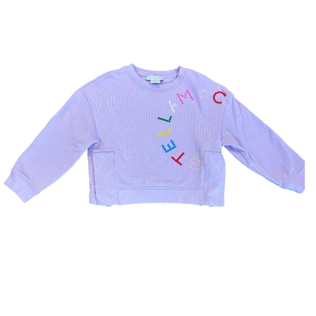 Stella McCartney lavendar rainbow logo sweat set, 6 years