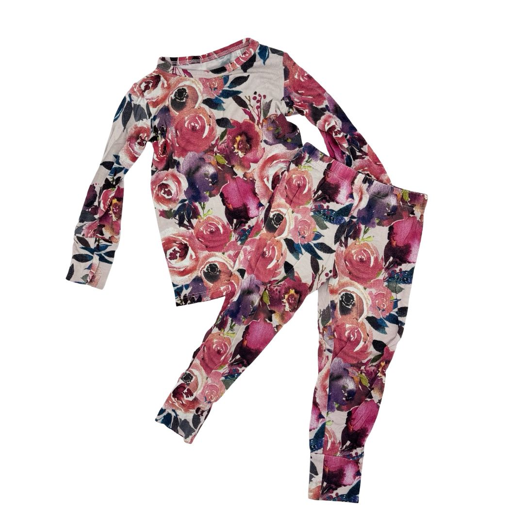 Posh Peanut pink rose pajama set, 2 years