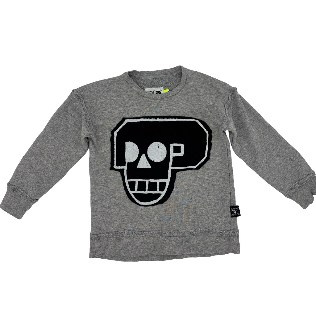 Nununu Grey skull sweatshirt, 3-4 years