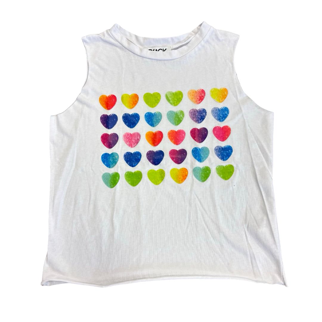 Rock Candy rainbow hearts tank top, 6x