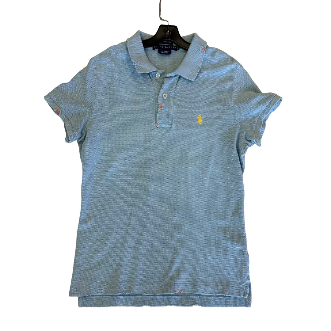 Ralph Lauren Blue distressed collared tshirt, Youth medium