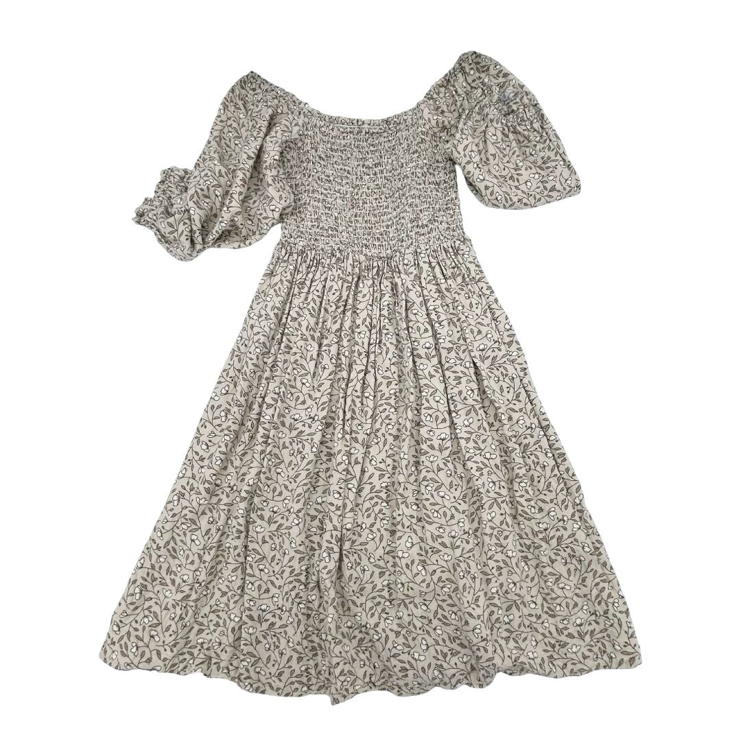 Rylee + Cru tan/brown floral dress, 4-5 years