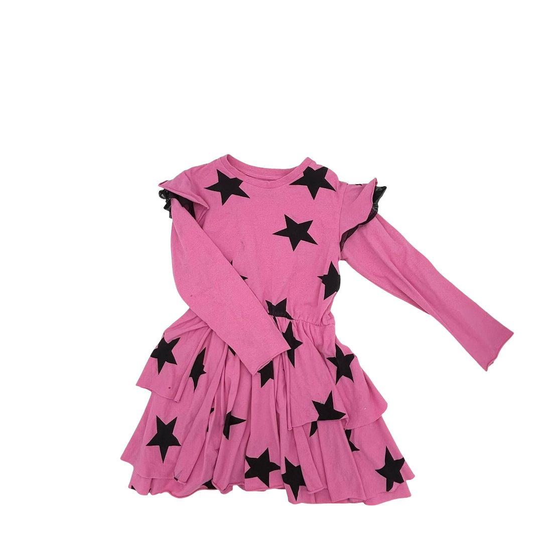 Nununu pink star dress, 4-5 years