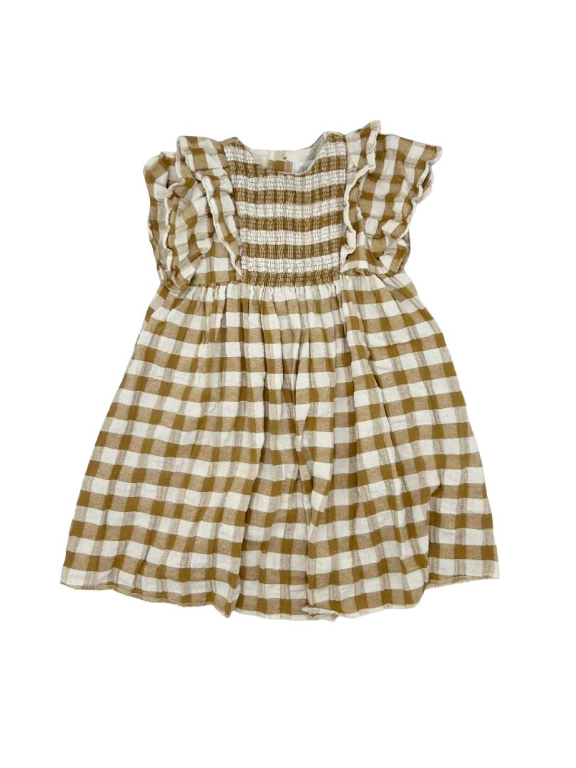 Zara caramel gingham dress, 2-3 years