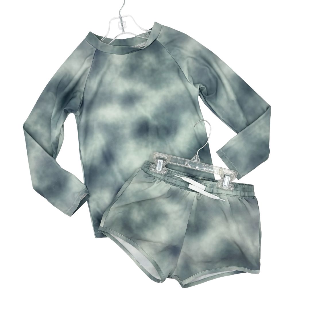 Current Tyed seafoam green rashgaurd/short set, 6 years