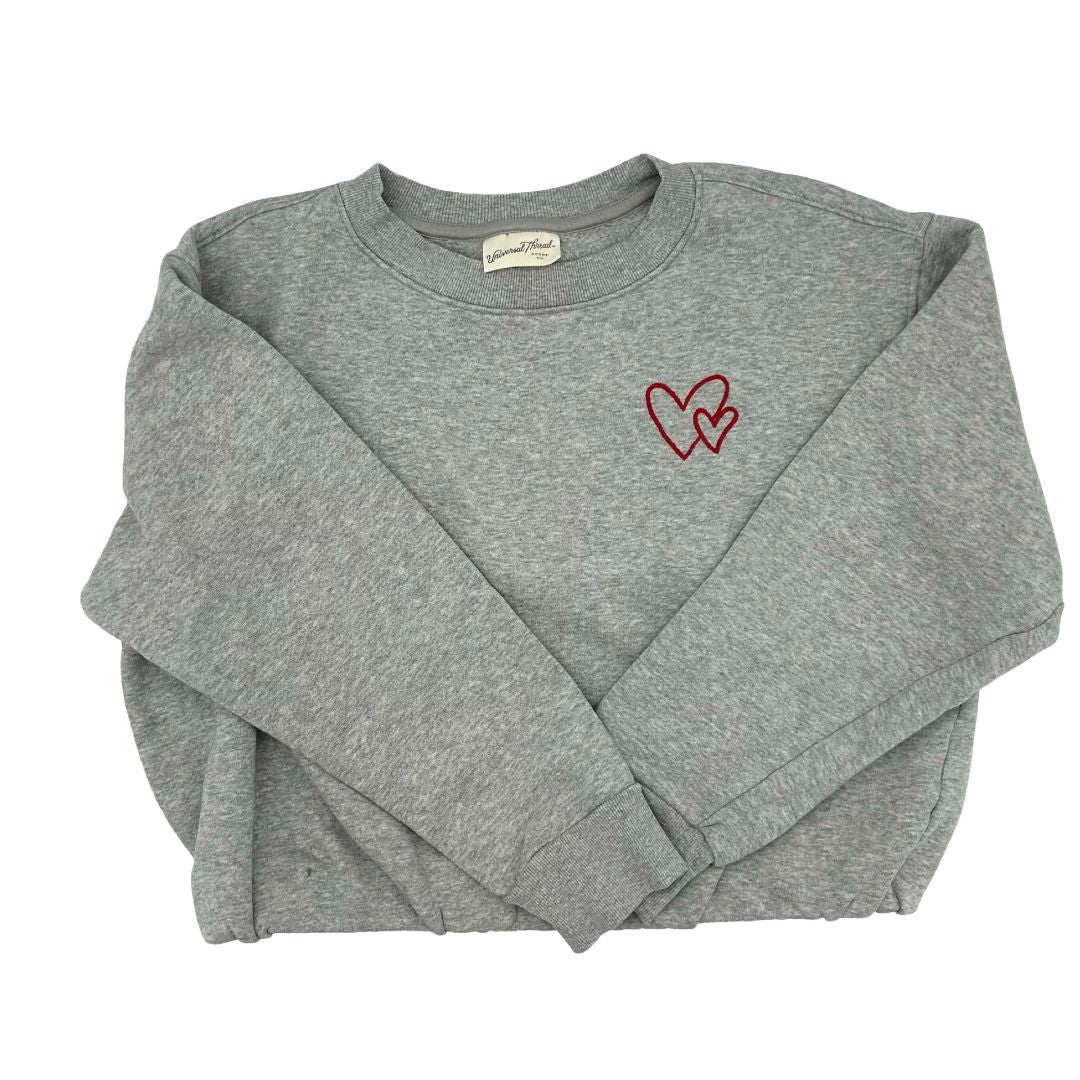 Universal Threads grey w/red hearts crewneck sweatshirt, small