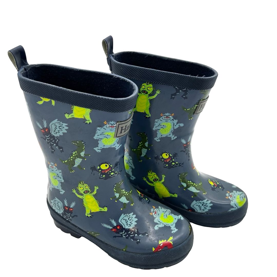 Hatley blue monster rain boots, 10 little kid