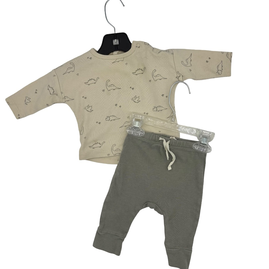Quincy Mae Dinosaur long sleeve/pant set, 3-6 months