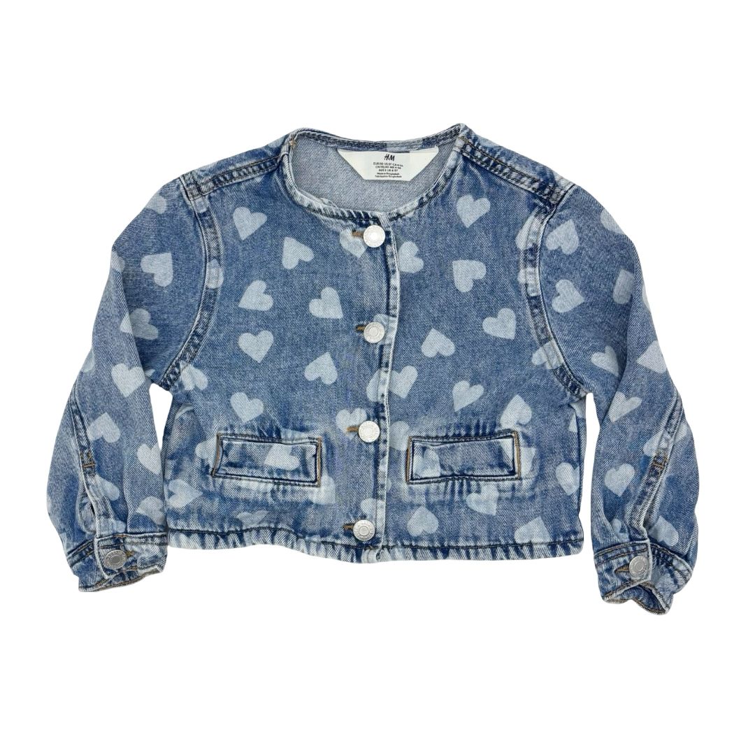 H&M denim jacket w/hearts, 4-5 years