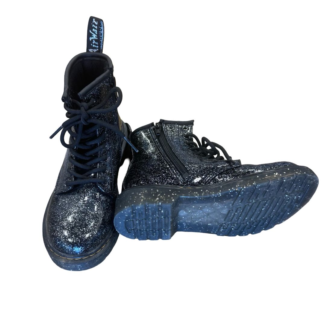 Dr. Martens black sparkle gloss boots, 13 little kid
