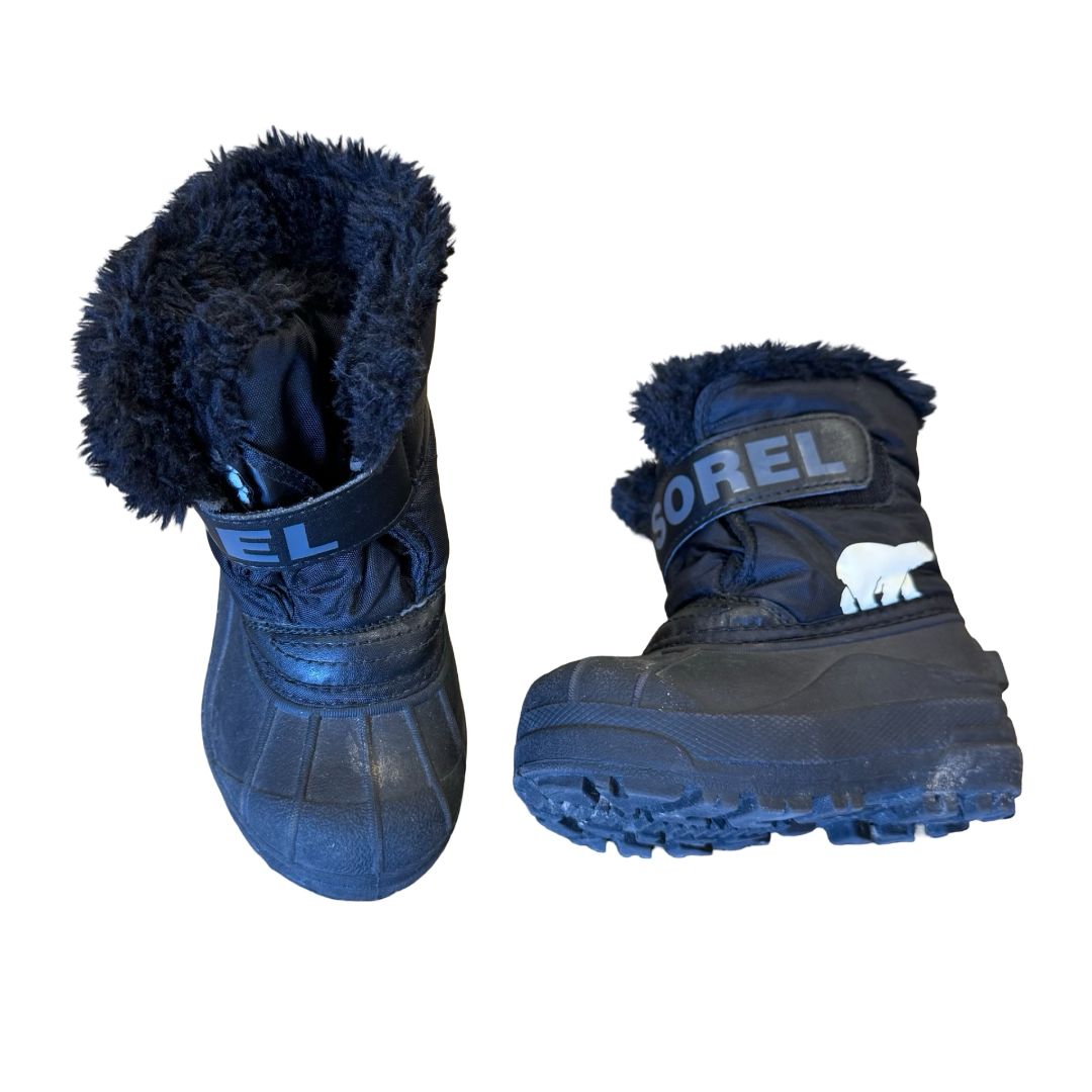 Sorel black winter boots, 8 little kid