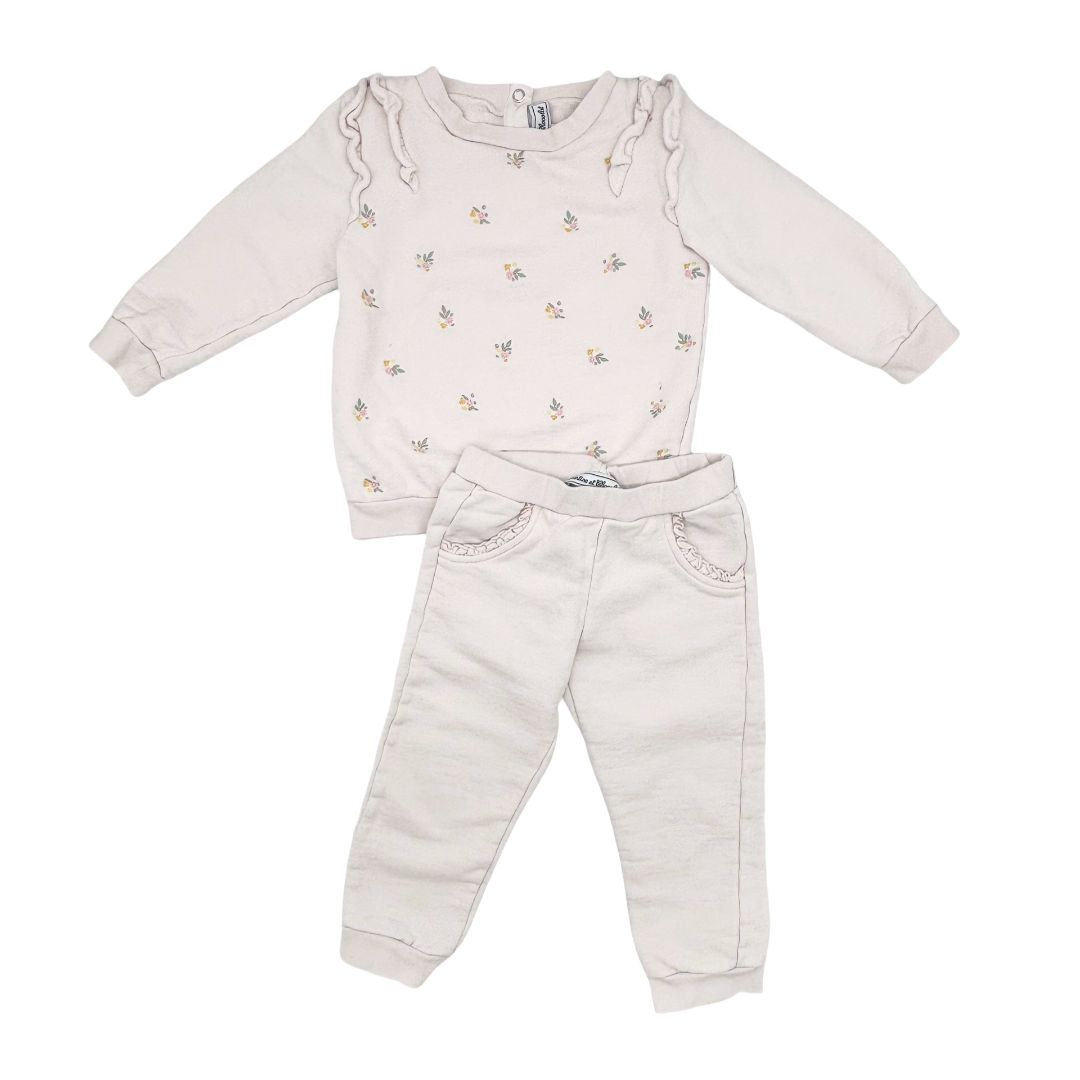Tartine et Chocolat pink floral sweat set, 3 years
