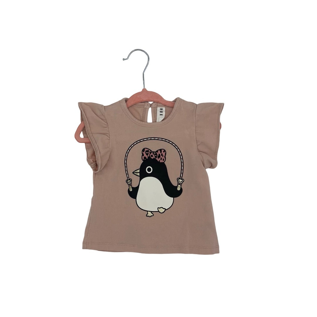 Hux Pink penguin tank top, 6-12 months
