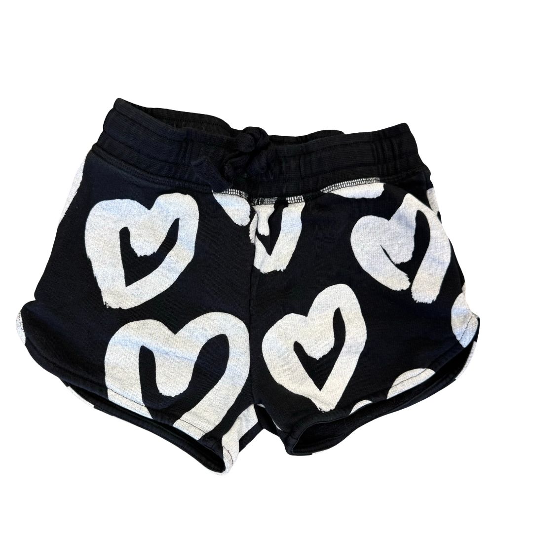 Stella McCartney Black Shorts with White Hearts, 8 years