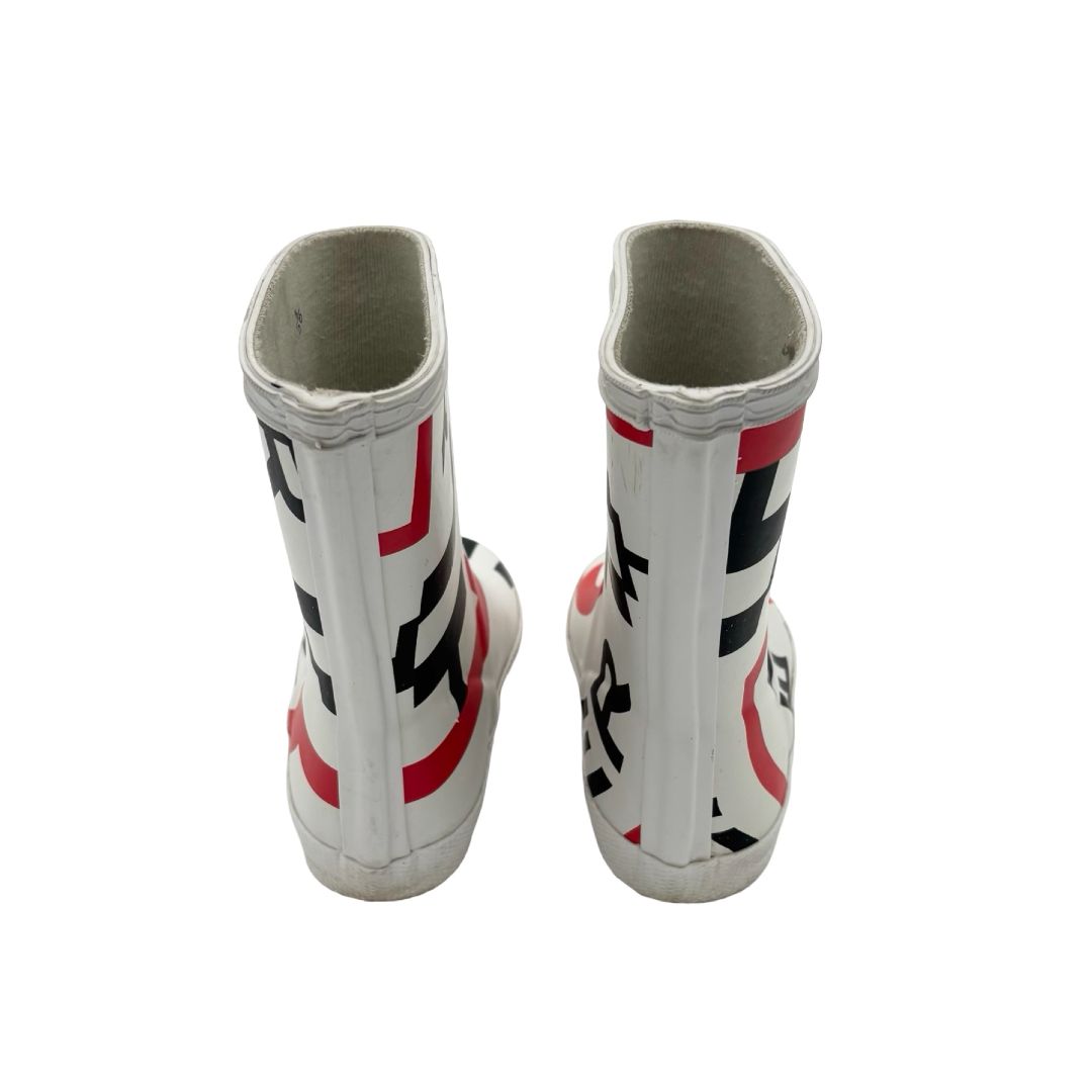 Hunter white logo rain boots, 6/7 little kid