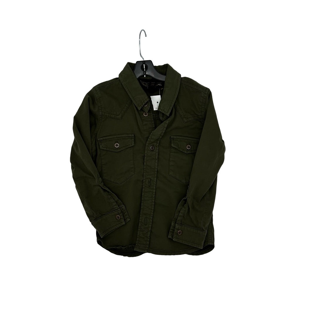 Finger In The Nose Olive green dress shirt, 2-3 years