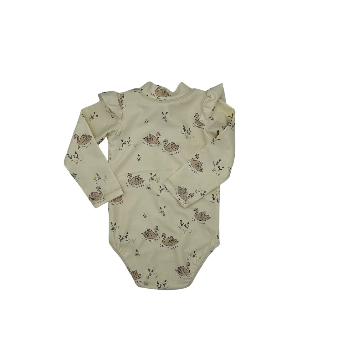 Quincy Mae Swan rashguard one piece, 3-6 months