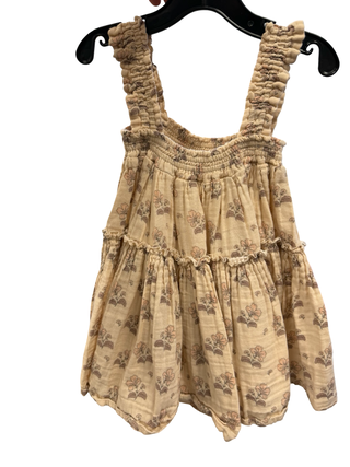 Rylee + Cru Cream and Floral Pattern Smocked Strap Dress, 2-3 years