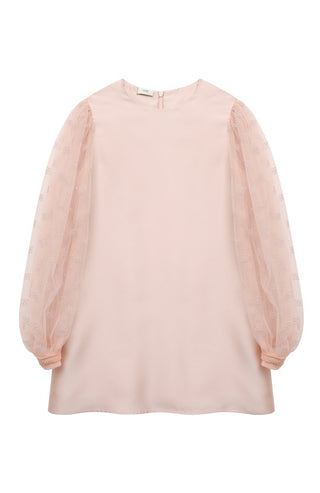 Fendi Satin Dress with FF Karligraphy Tulle Sleeves, 10 years