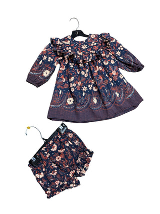 Ulla Johnson Navy and Umber Floral Patterned Dress and Bloomers Set, 12 months
