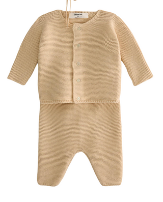 Zara knit set beige, 6-9 months