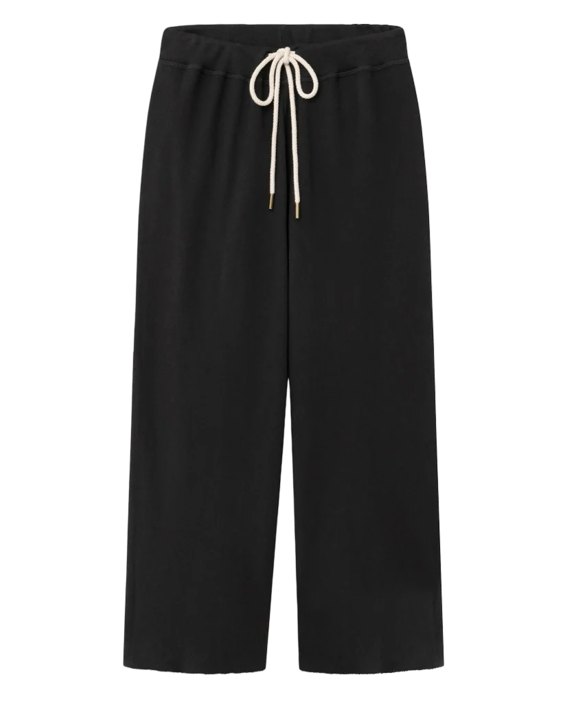 The Great almost black black wide leg cropped sweat pants, womens 0