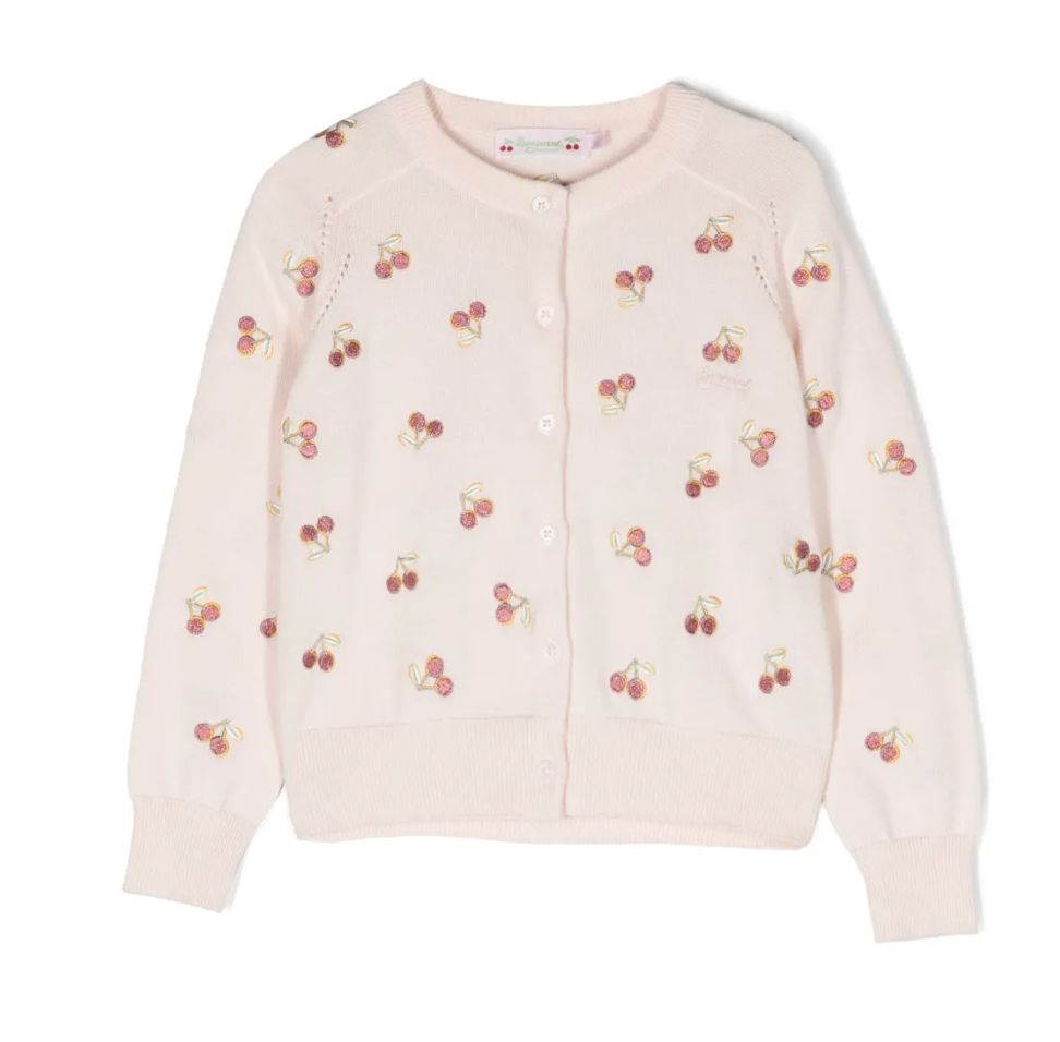 Bonpoint Cherry Embroidered Cotton Cardigan brand new, 12 months