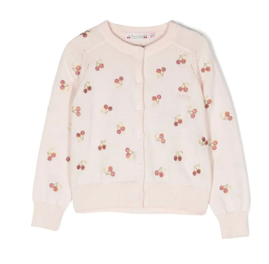 Bonpoint Cherry Embroidered Cotton Cardigan brand new, 12 months
