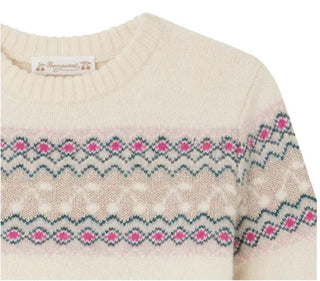 Bonpoint Pull Laine Jacquard Tinoa | Ecru brand new, 12 years