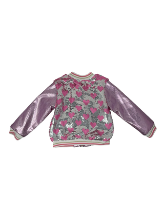 Baby Sara Heart Sequin Metallic Jacket, 4 years