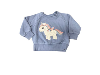 Hux Baby Periwinkle Purple Unicorn Embroidery Sweatshirt, 12-18 months