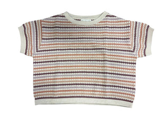 Rylee + Cru Cream, Orange and Purple Knit Tee , 6-7 years