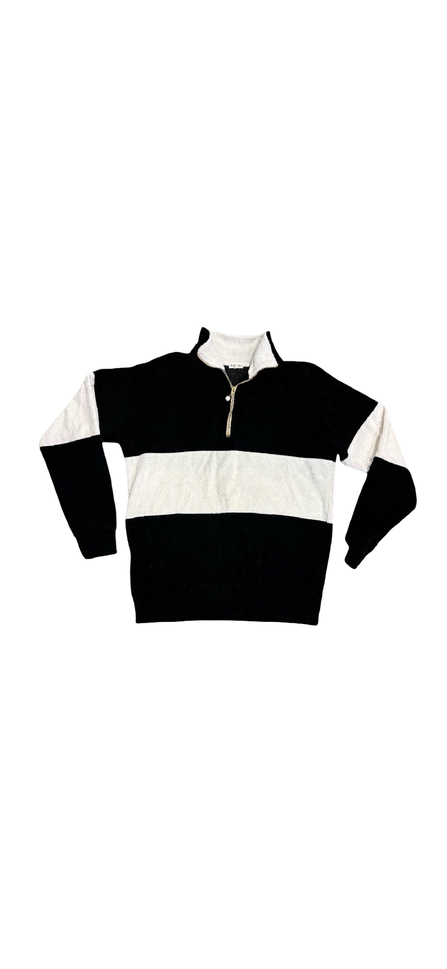 Donni Terry Half Zip pullover in jet, womens small