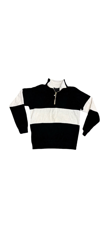 Donni Terry Half Zip pullover in jet, womens small