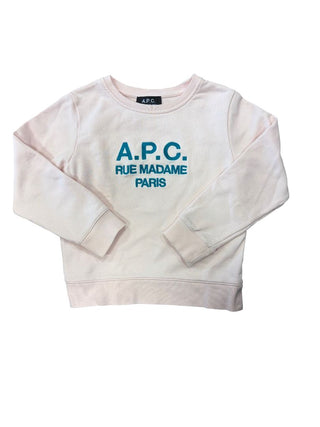 APC Pink Sweatshirt with Teal Embroidered Text, 6 years