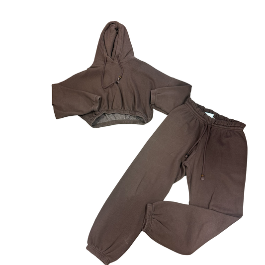 Donni brown crop sweater and sweatpant set, Womens Small