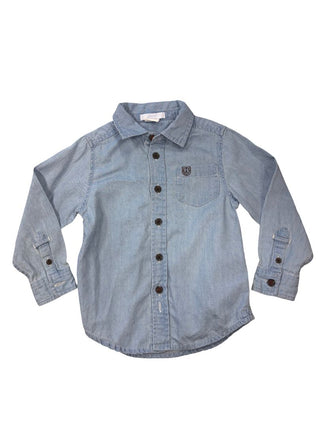 Jacadi Blue Chambray Button-down Shirt, 2 years