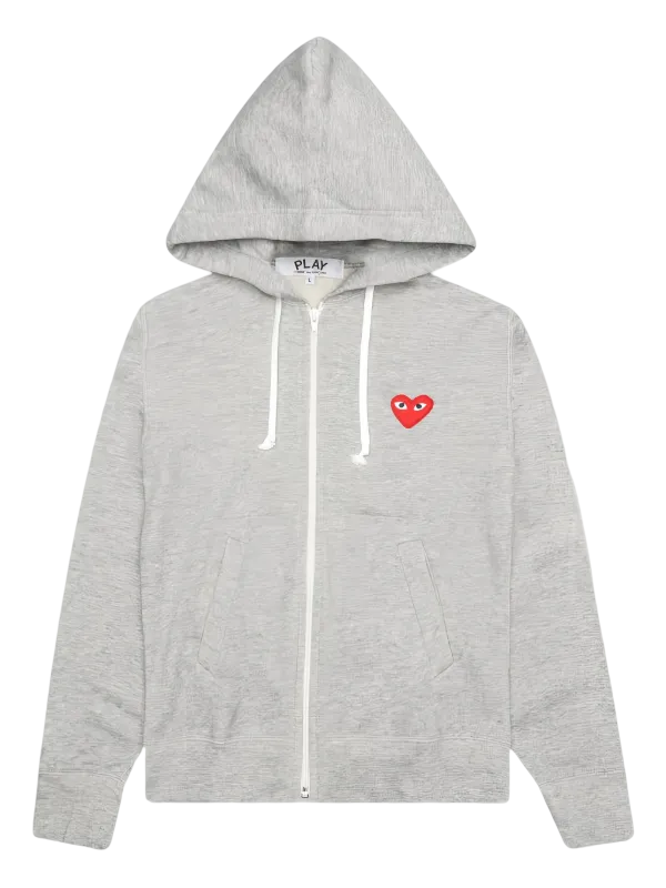 Comme Des Garçons Grey red heart zip up hoodie, Women’s xsmall