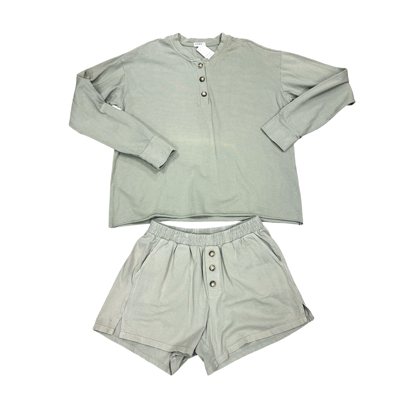 Donni eucalyptus green Henley long sleeve/short set, Women’s xs