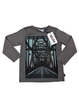 Molo Longsleeve Pewter Bridge Print Tee - New With Tags, 5 years